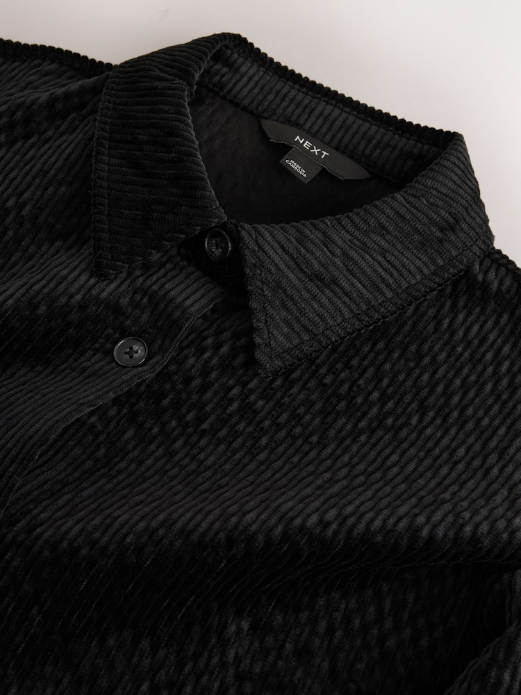 블랙 - Soft Cord Long-Sleeve Shirt with Modal - 3의 이미지 2
