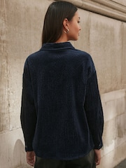 Navy Blue Soft Cord Long-Sleeve Shirt with Modal - Image 3 of 5
