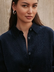 Navy Blue Soft Cord Long-Sleeve Shirt with Modal - Image 4 of 5