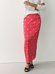 Punainen Foulard-tulostus - Textured Satin Midi Skirt - Kuva 2 / 7