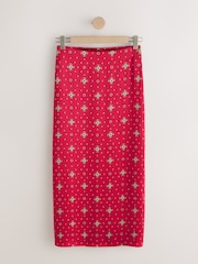 Punainen Foulard-tulostus - Textured Satin Midi Skirt - Kuva 5 / 7