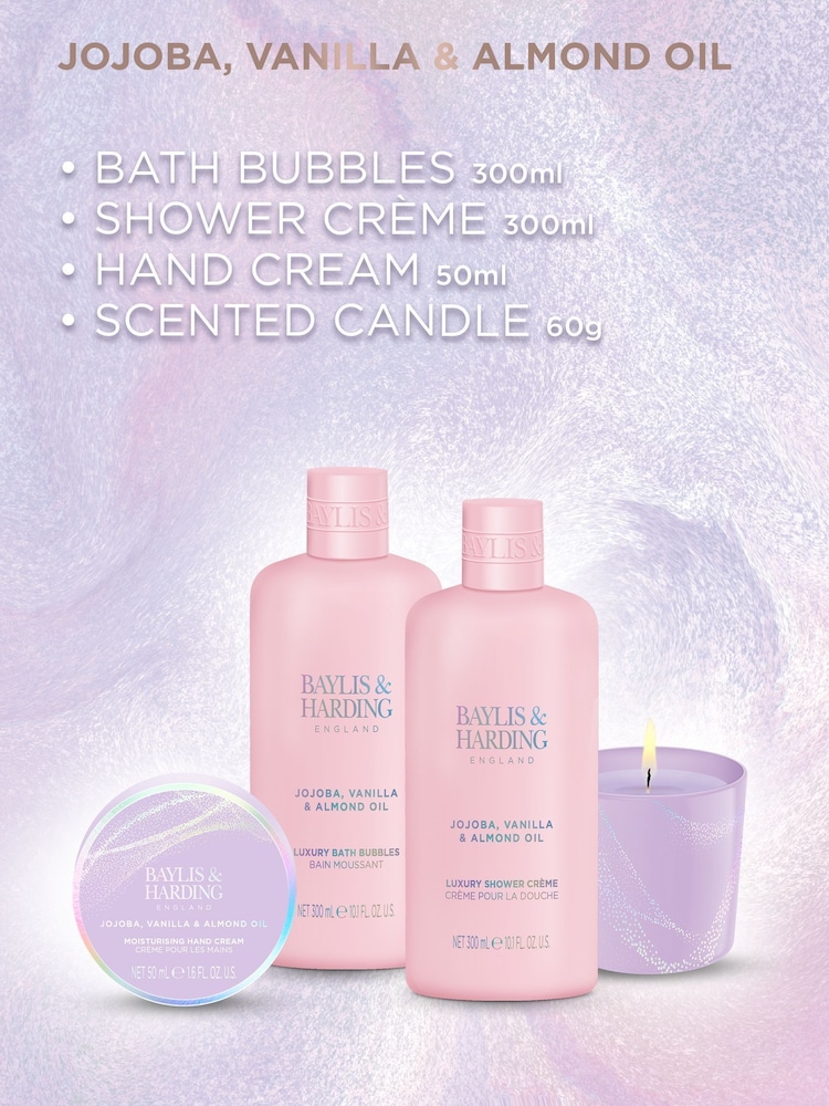Baylis & Harding Jojoba, Vanilla & Almond Oil Gift Wrapped Candlelit Gift Set - Image 2 of 5