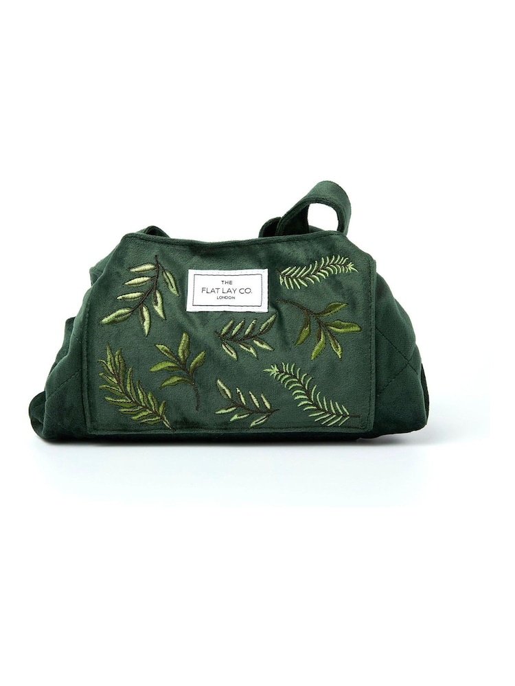 The Flat Lay Co. Velvet Embroidered Drawstring Makeup Bag - Image 1 of 5