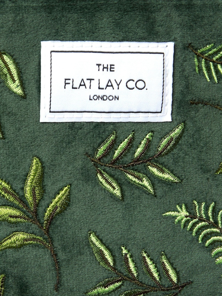 The Flat Lay Co. Velvet Embroidered Drawstring Makeup Bag - Image 7 of 7