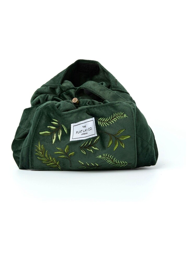 Sage Green Flat Makeup Bag With Drawstring Buy The Flat Lay Velvet - Main Image