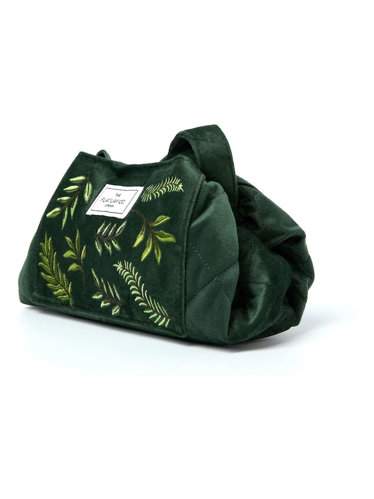 The Flat Lay Co. Velvet Embroidered Drawstring Makeup Bag - Image 2 of 5