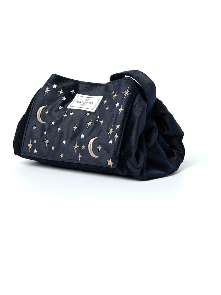 The Flat Lay Co. Velvet Embroidered Drawstring Makeup Bag - Image 2 of 5