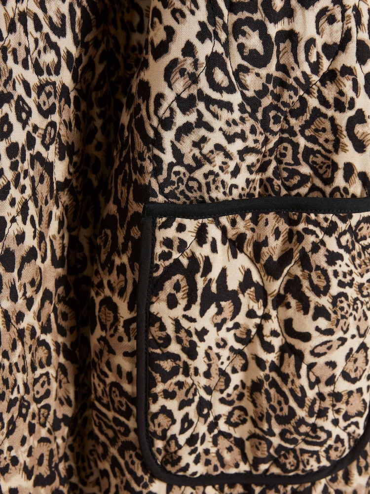River Island Brown Long Sleeve Leopard Print 100% Cotton Jacket - Image 4 of 4