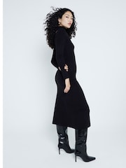 River Island Black Long Sleeve Cut Out High Neck Midi Dress - Image 2 of 4