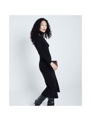 River Island Black Long Sleeve Cut Out High Neck Midi Dress - Image 3 of 4