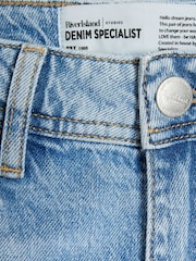 River Island Blue Mom High Rise Bum Sculpt Ripped 100% Cotton Jeans - Image 4 of 5