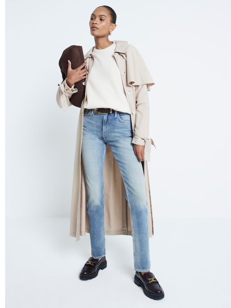River Island Blue Slim High Rise Ankle Graze 100% Cotton Straight Jeans - Image 1 of 6
