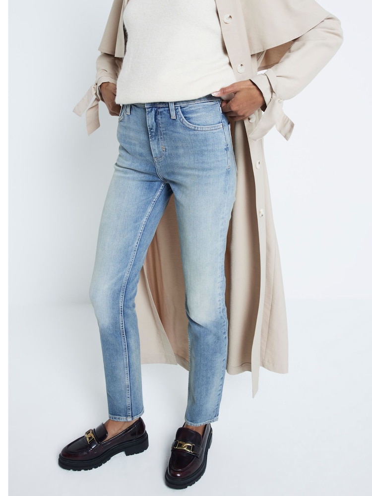River Island Blue Slim High Rise Ankle Graze 100% Cotton Straight Jeans - Image 3 of 6