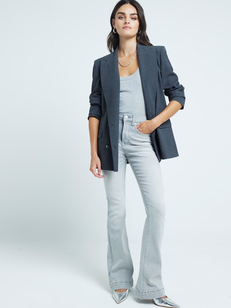 River Island Grey Black High Rise Tummy Hold Flared Jeans - Image 1 of 4