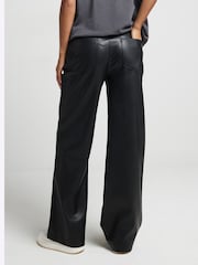 River Island Black Petite Relaxed Straight Leg Trousers - Image 3 of 3