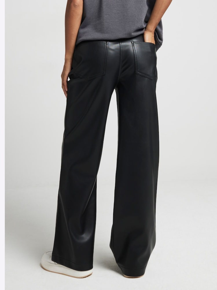 River Island Black Petite Relaxed Straight Leg Trousers - Image 3 of 3
