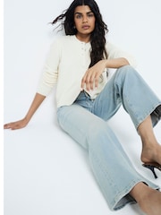 River Island Blue Petite High Rise Wide Leg 100% Cotton Jeans - Image 1 of 5