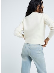 River Island Blue Petite High Rise Wide Leg 100% Cotton Jeans - Image 2 of 5