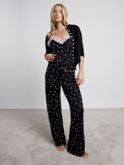 River Island Black Heart Print Cami and Trousers Pyjamas Set - Image 1 of 6