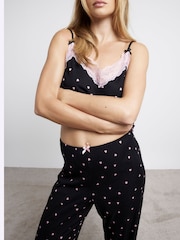 River Island Black Heart Print Cami and Trousers Pyjamas Set - Image 2 of 6