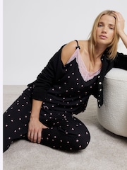 River Island Black Heart Print Cami and Trousers Pyjamas Set - Image 3 of 6