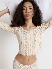 River Island Cream Floral Print Long Sleeve Pyjamas Set - Image 4 of 6