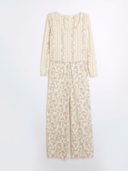 River Island Cream Floral Print Long Sleeve Pyjamas Set - Image 5 of 6