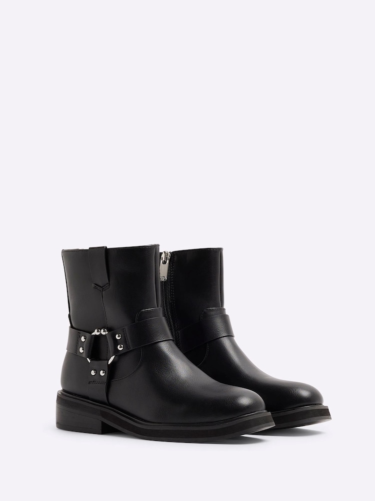 River Island Black Biker Ankle Boots - Image 2 of 4