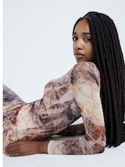 River Island Brown Drape Printed Column Dress - Image 3 of 4
