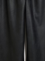 River Island Black Petite Faux Leather Wide Leg Trousers - Image 4 of 4