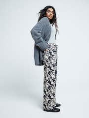 River Island Black Petite Relaxed Straight Floral 100% Cotton Jeans - Image 4 of 6