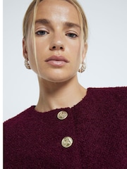 River Island Red Crop Collarless Boucle Jacket - Image 4 of 6