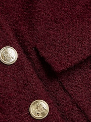 River Island Red Crop Collarless Boucle Jacket - Image 6 of 6