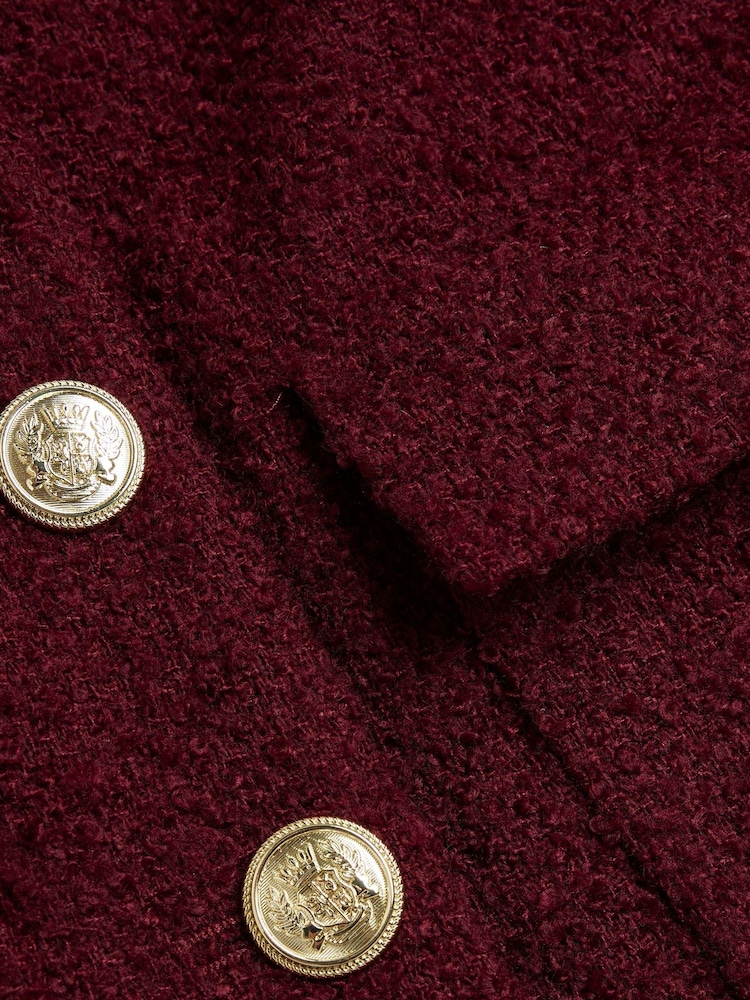 River Island Red Crop Collarless Boucle Jacket - Image 6 of 6 River Island Red Crop Collarless Boucle Jacket - Image 6 of 6