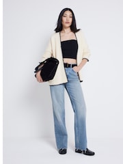 River Island Cream Long Sleeve Stitched Cardigan - Image 1 of 4