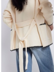 River Island Cream Long Sleeve Stitched Cardigan - Image 3 of 4