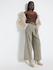 River Island Brown Belted Wide Leg Trousers - Image 1 of 4