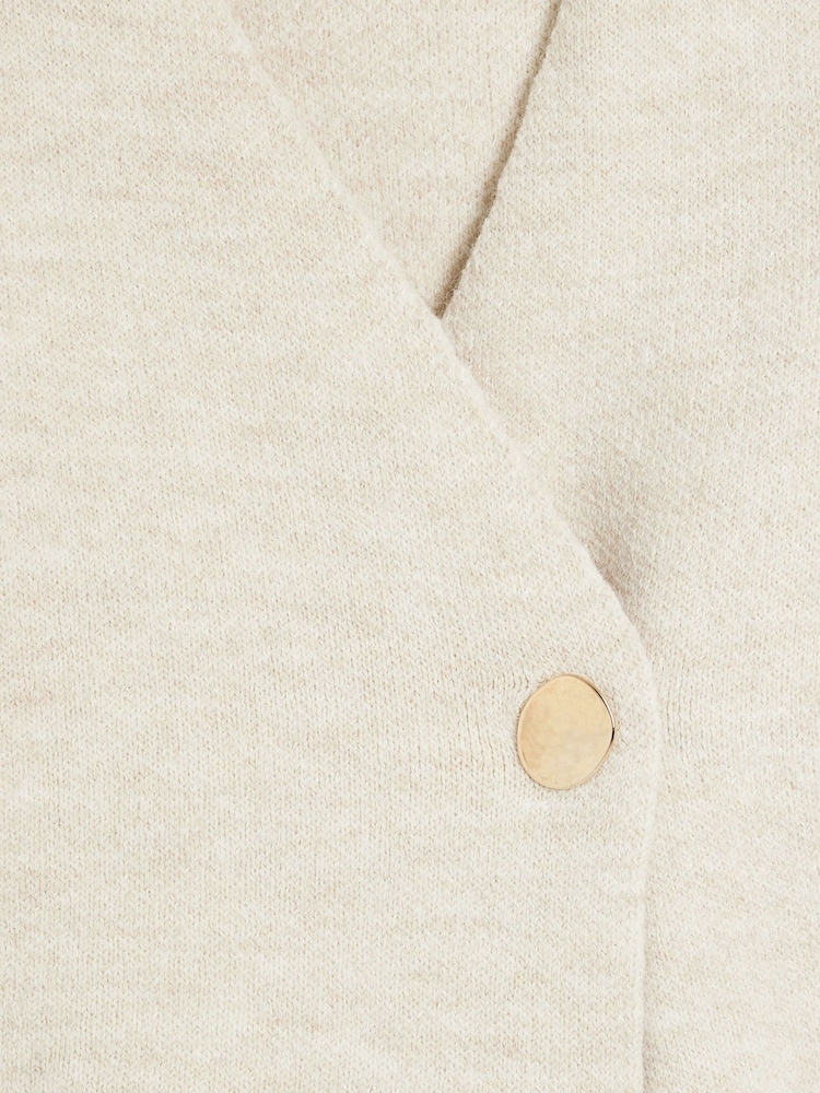 Cream - River Island dolg rokav; z dolgimi rokavi Asymetric Button pletena jopa - Slika 6 iz 6