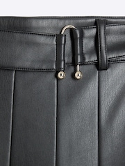River Island Black Faux Leather Pleated Midi Skirt - Image 4 of 4
