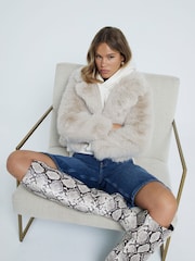 River Island Cream Faux Fur Jacket - Image 1 of 4
