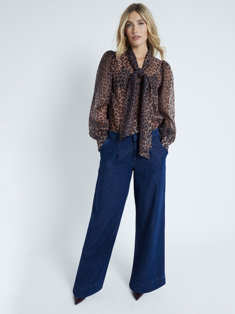 River Island Blue High Rise Tailored Baggy Jeans - Image 1 of 6