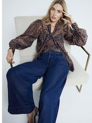 River Island Blue High Rise Tailored Baggy Jeans - Image 4 of 6