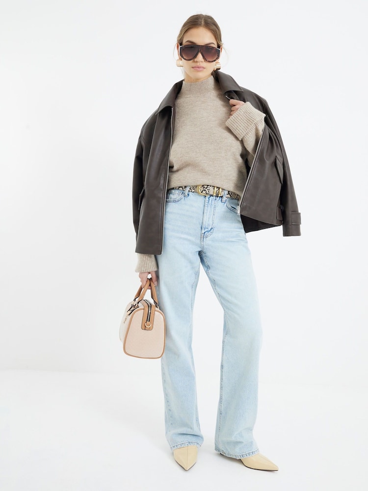 River Island Light Blue High Waisted Relaxed Straight 100% Cotton Jeans - Image 1 of 8