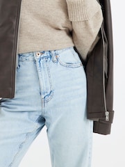 River Island Light Blue High Waisted Relaxed Straight 100% Cotton Jeans - Image 4 of 8
