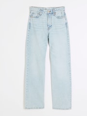 River Island Light Blue High Waisted Relaxed Straight 100% Cotton Jeans - Image 5 of 8