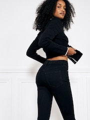 River Island Black 1 Petite High Rise Tummy Hold Flare Jeans - Image 3 of 6