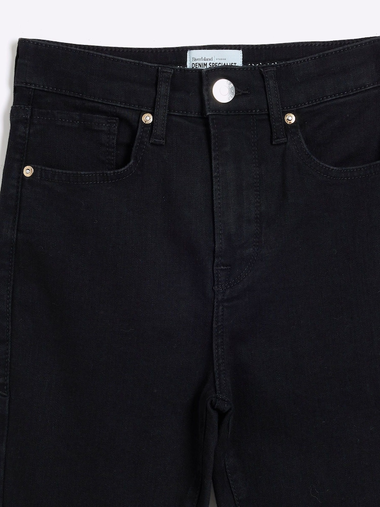 Schwarz 1 - River Island Figurformende Schlagjeans mit hohem Bund (Kurzgröße) - Bild 6 von 6 Schwarz 1 - River Island Figurformende Schlagjeans mit hohem Bund (Kurzgröße) - Bild 6 von 6