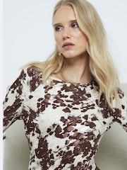 River Island Brown Leopard Printed Midi Dress - Image 2 of 4