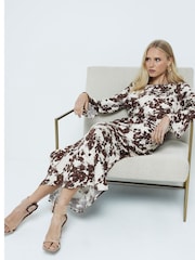 River Island Brown Leopard Printed Midi Dress - Image 3 of 4