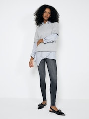 River Island Grey Petite Mid Rise Bum Sculpt Skinny Jeans - Image 1 of 4